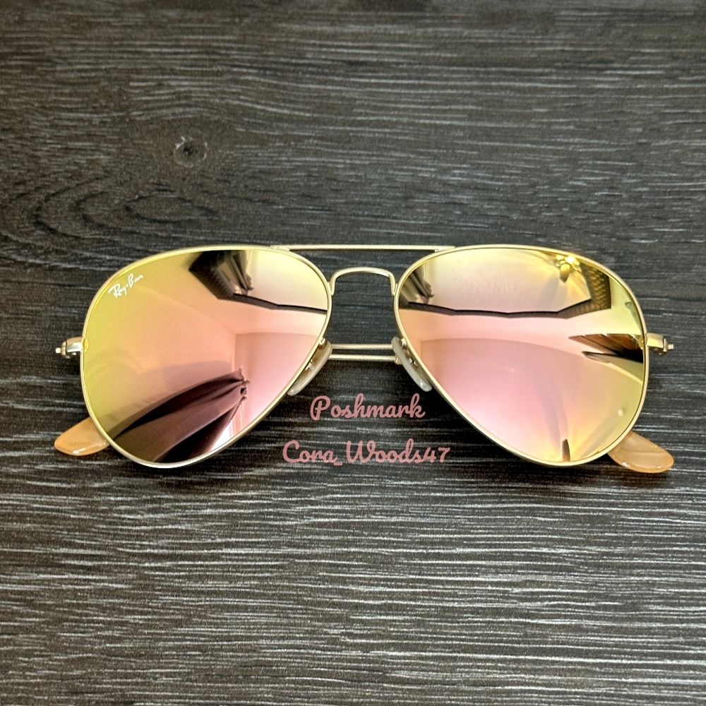 Ray Ban Aviator Copper Pink Flash Lenses RB3025 Gold Frame 58 / 62 Unisex New - Picture 6 of 16